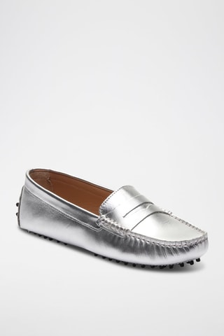 Mocassins en cuir nappa Thandie - Argenté