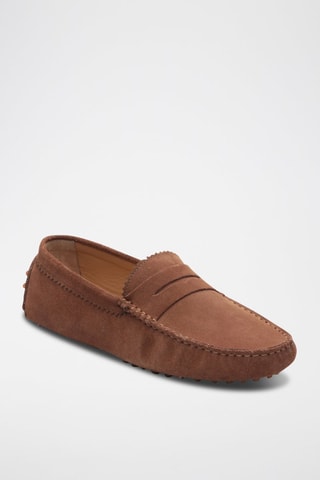 Mocassins en nubuck Lew - Marron et argenté