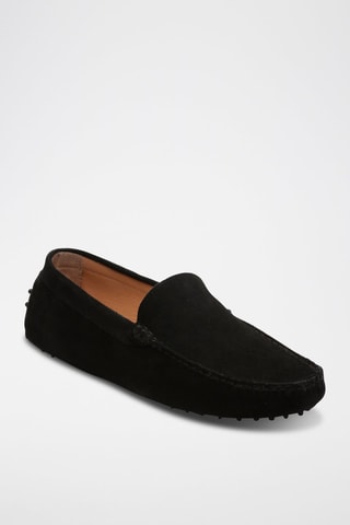 Mocassins en croûte de cuir Lenny - Noir