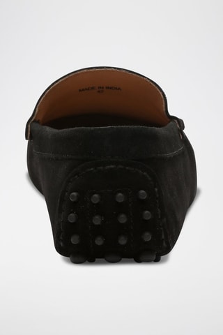 Mocassins en croûte de cuir Lenny - Noir