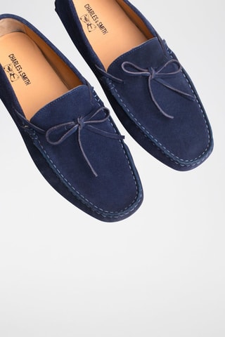 Mocassins en croûte de cuir Johnny - Bleu