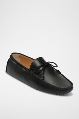 Chaussures bateau en cuir nappa Butler - Noir