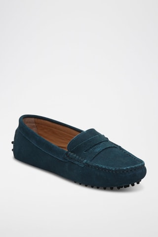 Mocassins en croûte de cuir Thandie - Bleu