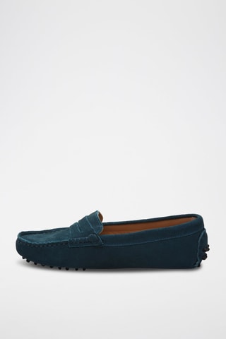 Mocassins en croûte de cuir Thandie - Bleu