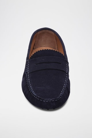 Mocassins en croûte de cuir Dennis - Bleu