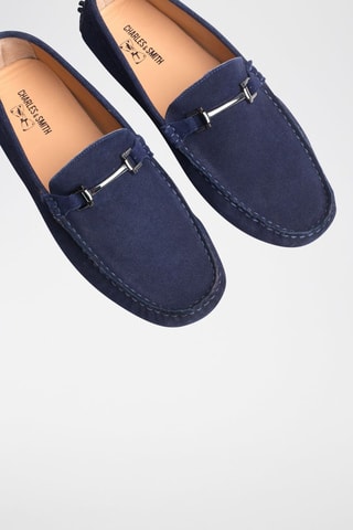 Mocassins en croûte de cuir Luke - Bleu