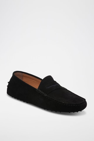 Mocassins en croûte de cuir Johnny - Noir