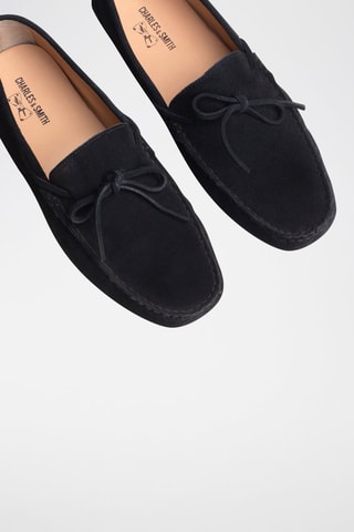 Mocassins en croûte de cuir Johnny - Noir