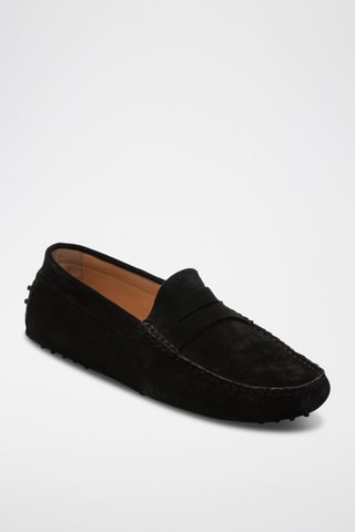 Mocassins en croûte de cuir Cole - Noir