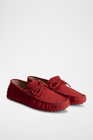 Mocassins en croûte de cuir Johnny - Rouge