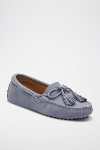 Mocassins croûte de cuir January - Bleu