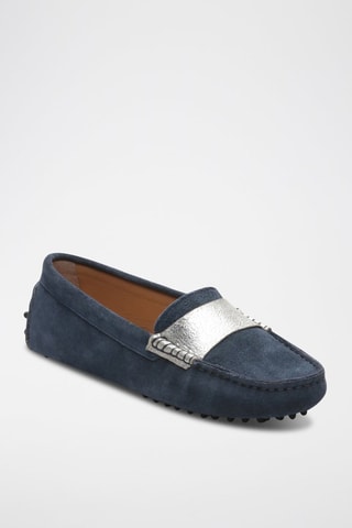 Mocassins en nubuck Meloa - Bleu et argenté