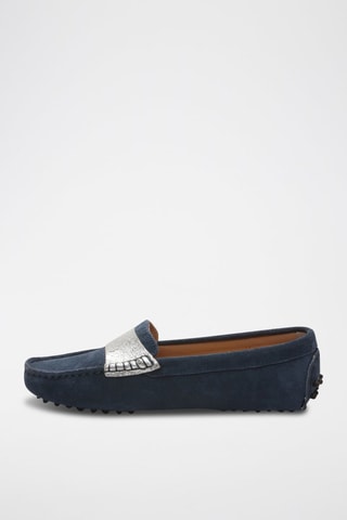 Mocassins en nubuck Meloa - Bleu et argenté