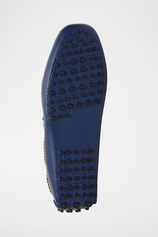 Chaussures bateau en cuir nappa York - Bleu