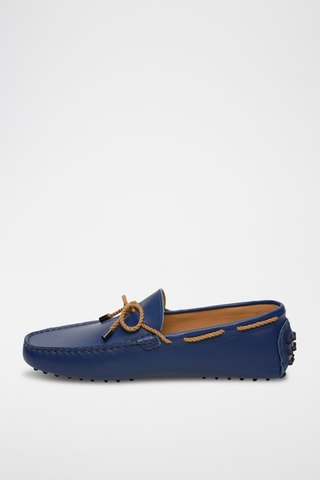 Chaussures bateau en cuir nappa York - Bleu