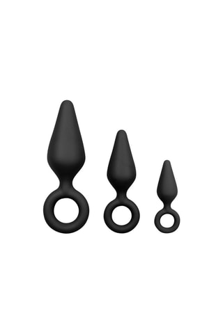 Set plug anal avec anneau de traction - Noir
