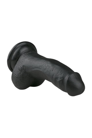 Gode avec scrotum - Noir - 15 cm