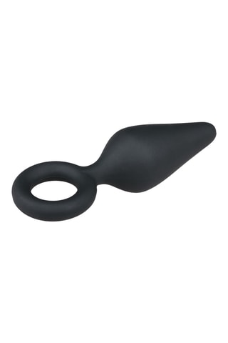 Plug anal avec anneau de traction - Noir - 5,5 cm