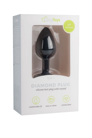 Plug anal avec strass - Noir - 6,5 cm