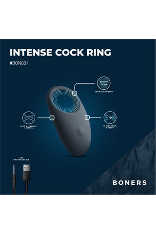 Anneau pénien vibrant waterproof Boners - Gris foncé
