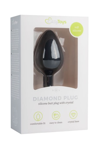 Plug anal diamant - Noir - 7,5 cm
