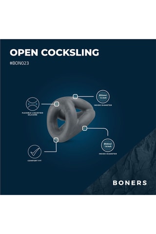 Anneau pénien et étireur de testicules Boners Open Cock Sling - Noir