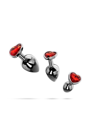 3 plugs anaux Crystal - Argenté et rouge - 7/8/9 cm