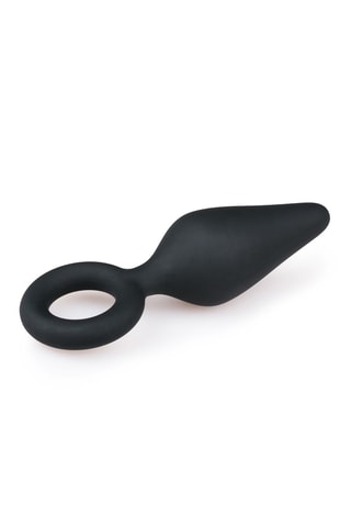 Plug anal avec anneau de traction - Noir - 8 cm