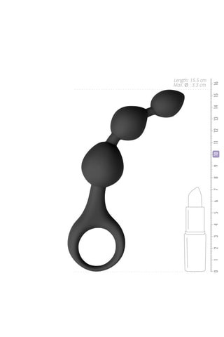 Godemichet à perles anales - Noir - 11 cm
