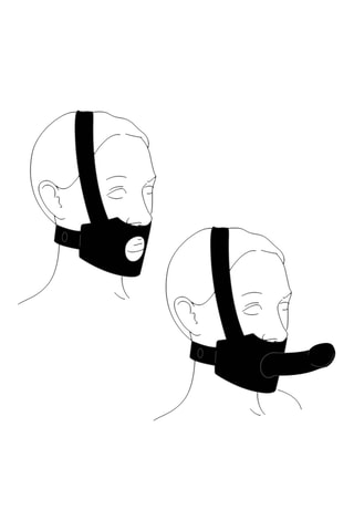 Harnais de bondage pour la tête avec porte-godemiché - Noir