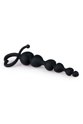 Perles anales avec poignée en forme de cœur - Noir - 14 cm