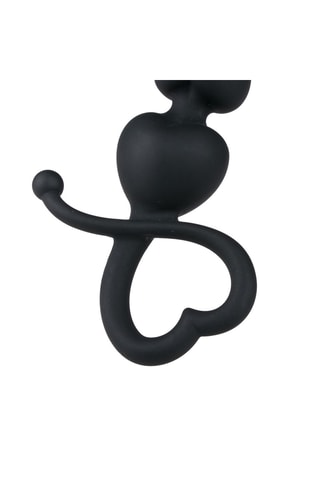 Perles anales avec poignée en forme de cœur - Noir - 14 cm