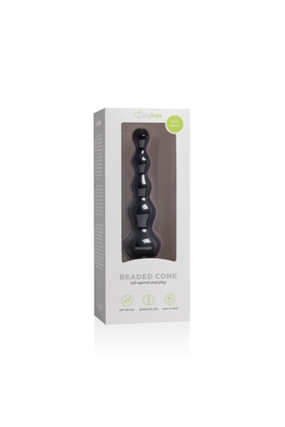Godemichet anal à perles - Noir - 13 cm