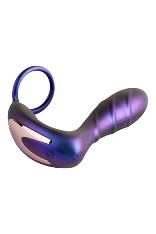 Vibromasseur anal avec anneau pénien Black Hole - Violet - 11 cm
