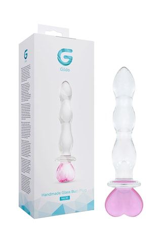 Godemiché en verre coeur No 35 - Transparent - 18,8 cm