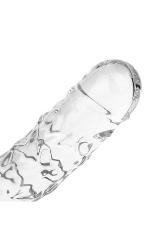 Godemiché en verre texturé No 36 - Transparent - 19 cm