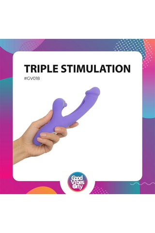 Vibromasseur rabbit avec stimulateur du point G waterproof Tess - Violet - 18 cm