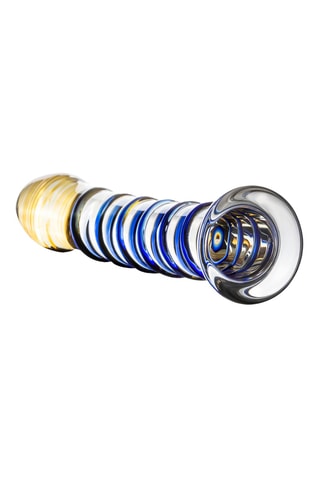 Godemichet en verre pour point G et prostate - Bleu et transparent - 16 cm