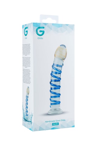 Godemichet en verre pour point G et prostate - Bleu et transparent - 16 cm