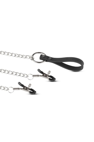 Collier avec chaîne et pinces à seins - Noir