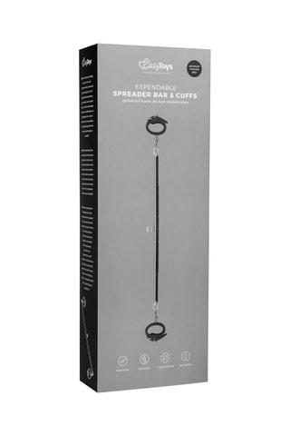 Barre d'écartement extensible avec menottes et chevillères - Noir