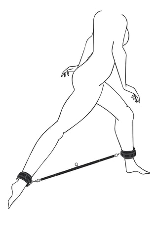 Barre d'écartement extensible avec menottes et chevillères - Noir
