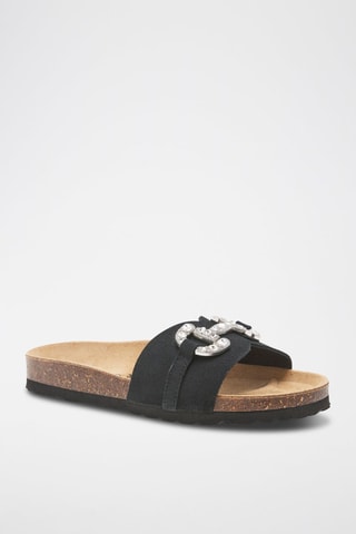 Mules en cuir - Noir et marron
