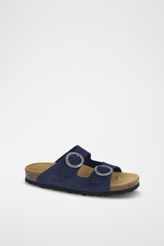 Mules en cuir - Bleu et marron