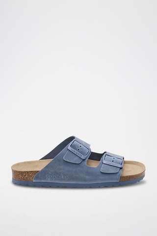 Mules en cuir - Bleu
