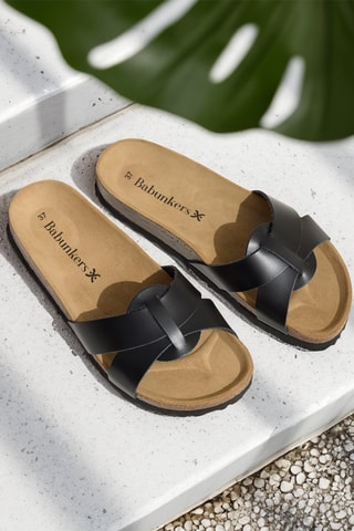 Mules en cuir - Noir et marron