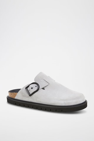 Mules en nubuck - Noir et gris