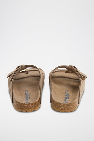 Mules en nubuck - Marron et doré
