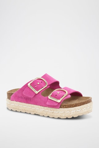 Mules en nubuck - Beige et rose