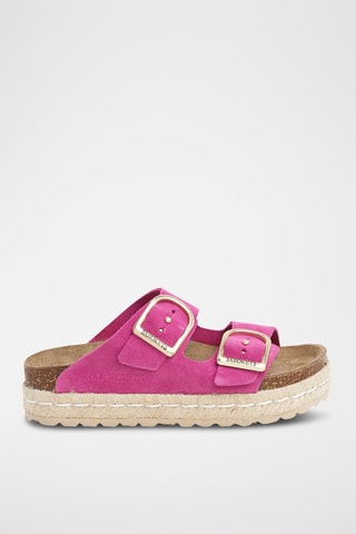 Mules en nubuck - Beige et rose